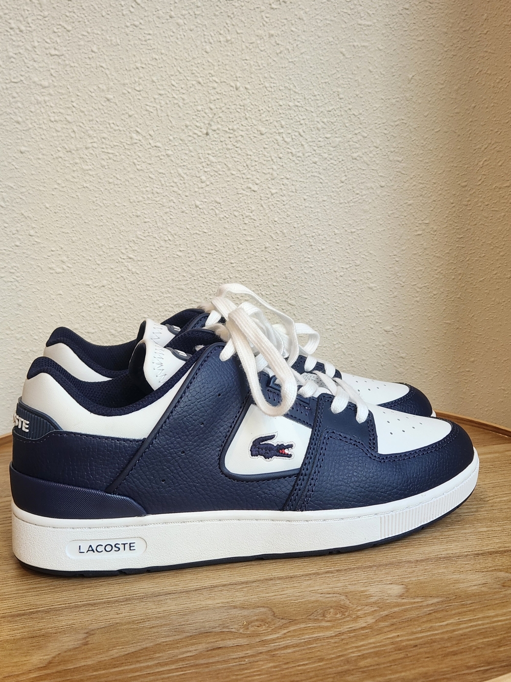 Lacoste Court Cage Navy & White Low-Top Leather Sneakers - Picture 2 of 9